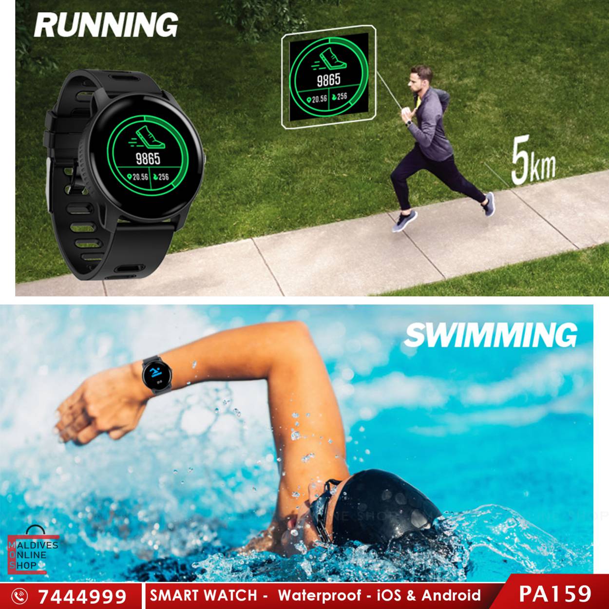 PA159 Waterproof Fitness Tracker Smartwatch